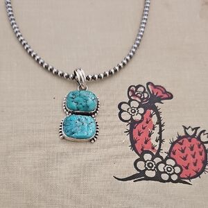 Adorable Double turquoise Pendant